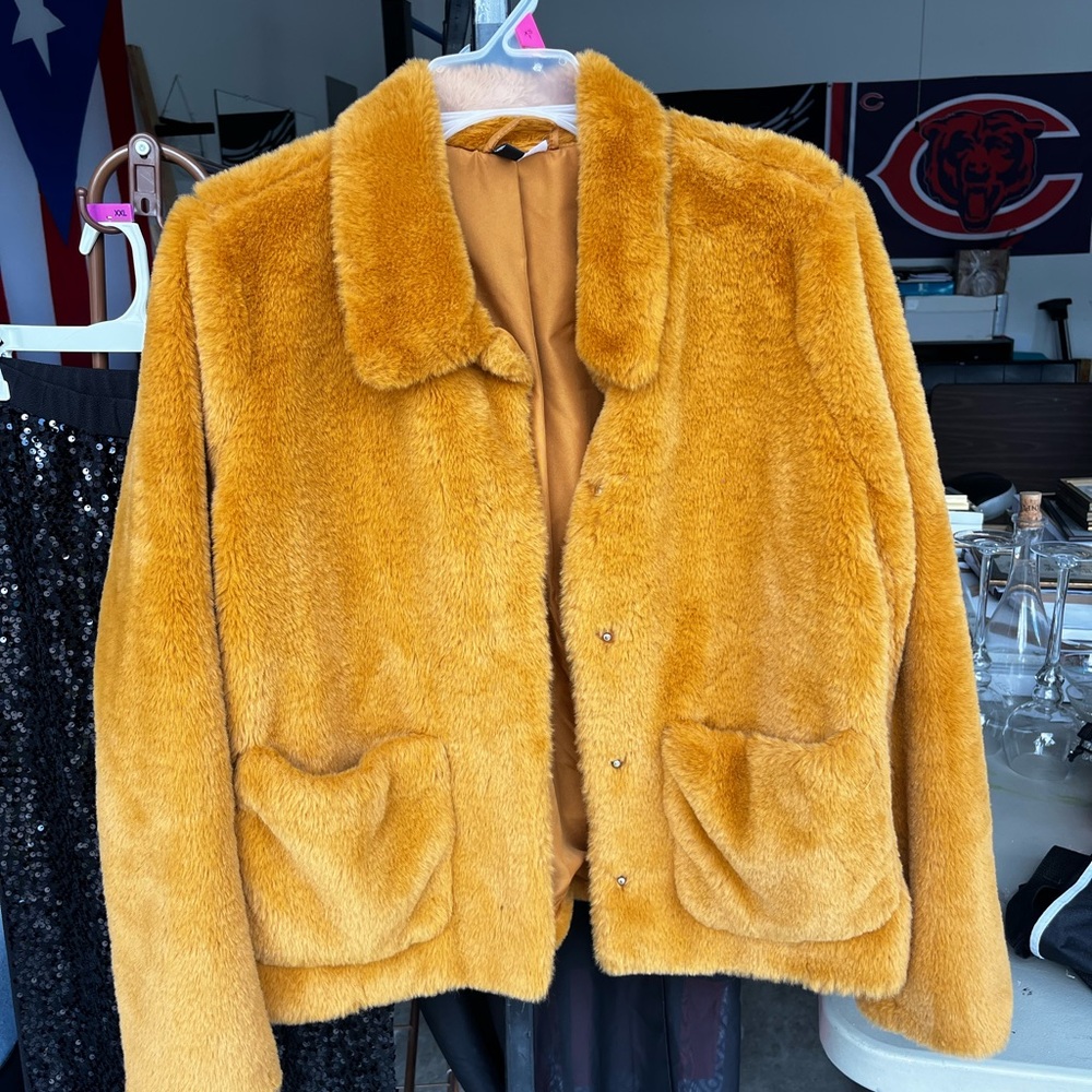 H & M Plush Jacket Gold/Mustard